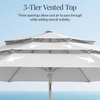 image:imageBest Choice Products 10ft 3Tier Patio Umbrella White Pole Outdoor Market Umbrella with Push Button Tilt and Crank Lift Steel Pole Umbrella for Backyard Patio Pool Outdoor ShadeFog Gray