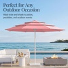 image:imageBest Choice Products 10ft 3Tier Patio Umbrella White Pole Outdoor Market Umbrella with Push Button Tilt and Crank Lift Steel Pole Umbrella for Backyard Patio Pool Outdoor ShadeFlamingo Pink