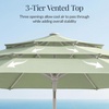 image:imageBest Choice Products 10ft 3Tier Patio Umbrella White Pole Outdoor Market Umbrella with Push Button Tilt and Crank Lift Steel Pole Umbrella for Backyard Patio Pool Outdoor ShadeSage Green
