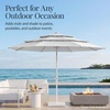image:imageBest Choice Products 10ft 3Tier Patio Umbrella White Pole Outdoor Market Umbrella with Push Button Tilt and Crank Lift Steel Pole Umbrella for Backyard Patio Pool Outdoor ShadeFog Gray