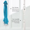 image:imageBest Choice Products 9ft Fringe Market Patio Umbrella  Outdoor Boho Tassel Sunshade for Table Pool Deck Backyard  UPF50 Easy Tilt Heavy Duty Steel Pole amp Ribs  Navy PinstripeSky Blue