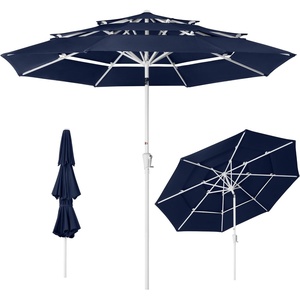 image:imageBest Choice Products 10ft 3Tier Patio Umbrella White Pole Outdoor Market Umbrella with Push Button Tilt and Crank Lift Steel Pole Umbrella for Backyard Patio Pool Outdoor ShadeNavy Blue