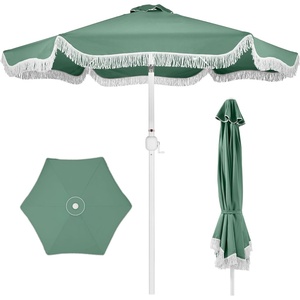 image:imageBest Choice Products 9ft Fringe Market Patio Umbrella  Outdoor Boho Tassel Sunshade for Table Pool Deck Backyard  UPF50 Easy Tilt Heavy Duty Steel Pole amp Ribs  Navy PinstripeSeaglass