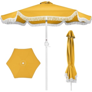 image:imageBest Choice Products 9ft Fringe Market Patio Umbrella  Outdoor Boho Tassel Sunshade for Table Pool Deck Backyard  UPF50 Easy Tilt Heavy Duty Steel Pole amp Ribs  Navy PinstripeMarigold
