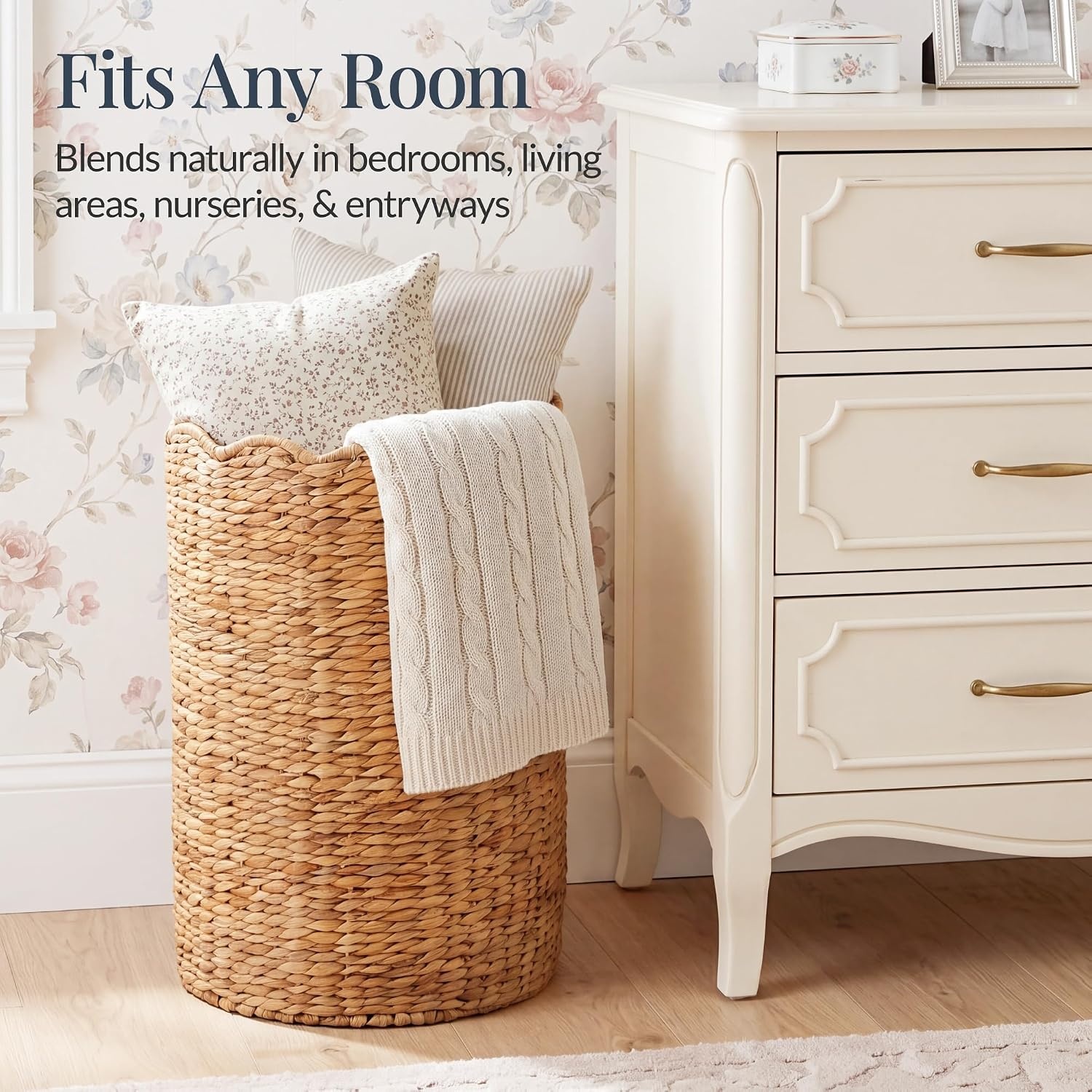 image:imageBest Choice Products Scalloped Laundry Large Round Hamper Handwoven Laundry Basket for Clothes Towels Blankets Multipurpose Storage Organizer For Laundry Room or Closet  ChestnutNatural