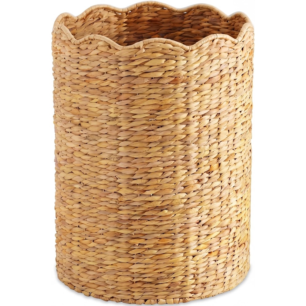 image:imageBest Choice Products Scalloped Laundry Large Round Hamper Handwoven Laundry Basket for Clothes Towels Blankets Multipurpose Storage Organizer For Laundry Room or Closet  ChestnutNatural