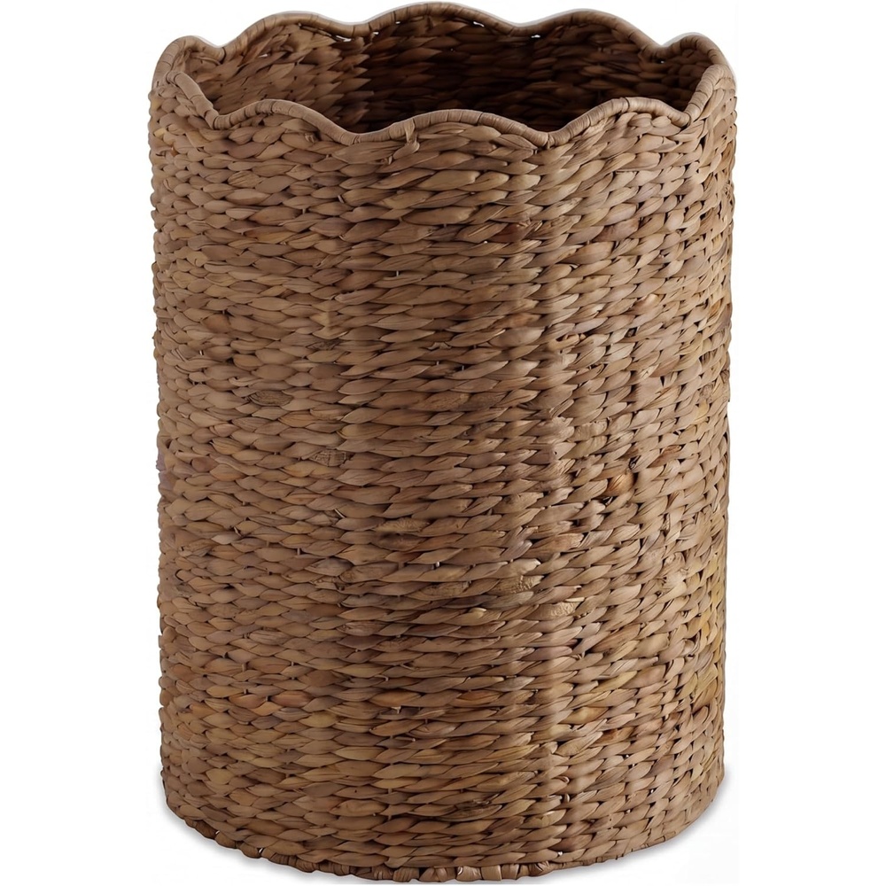 image:imageBest Choice Products Scalloped Laundry Large Round Hamper Handwoven Laundry Basket for Clothes Towels Blankets Multipurpose Storage Organizer For Laundry Room or Closet  ChestnutChestnut