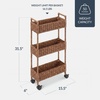 image:imageBest Choice Products 3Tier Slim Water Hyacinth Rolling Nursery Caddy wWheels Handwoven Utility Cart Narrow Storage Organization for Bathroom Craft Room Laundry Room  NaturalChestnut