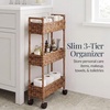 image:imageBest Choice Products 3Tier Slim Water Hyacinth Rolling Nursery Caddy wWheels Handwoven Utility Cart Narrow Storage Organization for Bathroom Craft Room Laundry Room  NaturalChestnut