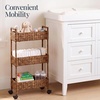 image:imageBest Choice Products 3Tier Slim Water Hyacinth Rolling Nursery Caddy wWheels Handwoven Utility Cart Narrow Storage Organization for Bathroom Craft Room Laundry Room  NaturalChestnut