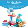 image:imageBest Choice Products Play Doctor Kit for Kids Pretend Medical Station Set for Boys amp Girls with Carrying Case 17 Accessories Mobile Cart LED EKG Thermometer Stethoscope Pulse Machine  BlueBlue