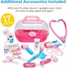 image:imageBest Choice Products Play Doctor Kit for Kids Pretend Medical Station Set for Boys amp Girls with Carrying Case 17 Accessories Mobile Cart LED EKG Thermometer Stethoscope Pulse Machine  BluePink