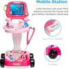 image:imageBest Choice Products Play Doctor Kit for Kids Pretend Medical Station Set for Boys amp Girls with Carrying Case 17 Accessories Mobile Cart LED EKG Thermometer Stethoscope Pulse Machine  BluePink