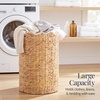 image:imageBest Choice Products Scalloped Laundry Large Round Hamper Handwoven Laundry Basket for Clothes Towels Blankets Multipurpose Storage Organizer For Laundry Room or Closet  ChestnutNaturalWhite