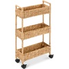 image:imageBest Choice Products 3Tier Slim Water Hyacinth Rolling Nursery Caddy wWheels Handwoven Utility Cart Narrow Storage Organization for Bathroom Craft Room Laundry Room  NaturalNatural