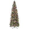image:imageBest Choice Products 45ft Prelit Pencil Christmas Tree Partially Flocked amp Frosted Slim Holiday Tree Decoration wWhite amp Multicolor 2in1 Lights45 ft