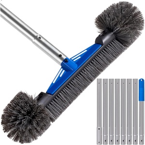 image:imageBest Choice Products 20 Pool Brush with 9 ft Aluminum Pole  HeavyDuty Swimming Pool Wall amp Floor Cleaning Set for Inground amp Above Ground Pools Reinforced Brush BracketPool Brush with Pole