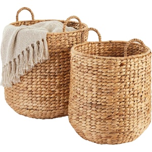 image:imageBest Choice Products 2Piece Round Nesting Baskets WHandles Handwoven Water Hyacinth Plant Holder Laundry Basket Storage Organizer Tote Bins for Bedroom Living Room amp Laundry Room  NaturalNatural