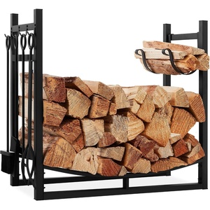 image:imageBest Choice Products 3425in Firewood Log Rack amp Tool Set Steel Wood Storage Accessory for Indoor Outdoor Fire Pit Fireplace wKindling Holder Shovel Poker Tongs Brush