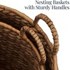 image:imageBest Choice Products 2Piece Round Nesting Baskets WHandles Handwoven Water Hyacinth Plant Holder Laundry Basket Storage Organizer Tote Bins for Bedroom Living Room amp Laundry Room  Chestnut