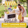image:imageBest Choice Products Play Kitchen Outdoor Lemonade Stand for Kids with Canopy Pretend Play Food Stand Toy Chalkboard Rolling Wheels 8Pcs Backyard Kitchen Playset for Toddlers Boys Girls