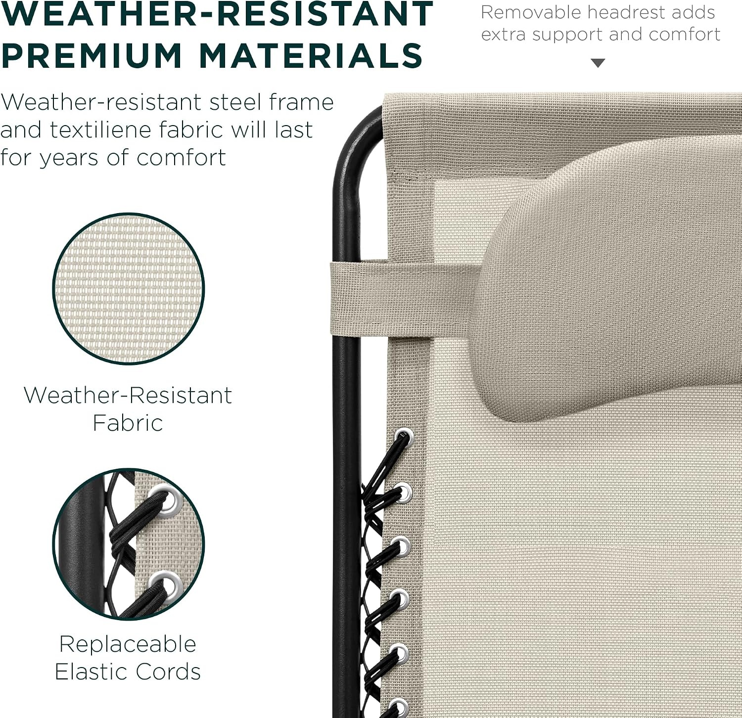 image:imageBest Choice Products Oversized Zero Gravity Chair Folding Outdoor Patio Lounge Recliner wCup Holder Accessory Tray Pillow  Dusty BlueIvory
