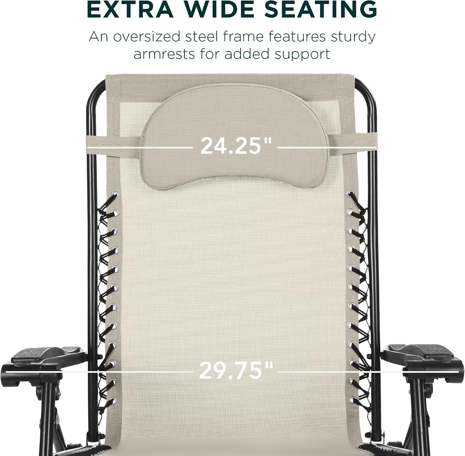 image:imageBest Choice Products Oversized Zero Gravity Chair Folding Outdoor Patio Lounge Recliner wCup Holder Accessory Tray Pillow  Dusty BlueIvory
