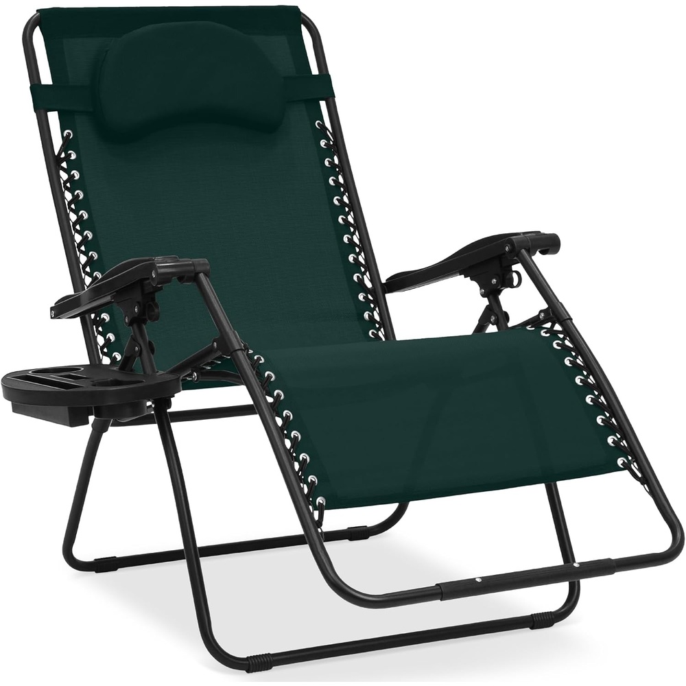 image:imageBest Choice Products Oversized Zero Gravity Chair Folding Outdoor Patio Lounge Recliner wCup Holder Accessory Tray Pillow  Dusty BlueForest Green