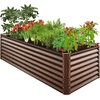 image:imageBest Choice Products 6x3x2ft Outdoor Metal Raised Garden Bed Deep Root Box Planter for Vegetables Flowers Herbs 269 Gallon Capacity 100 Non Toxic Materials  Gun MetalDark Brown Wood Grain