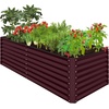 image:imageBest Choice Products 6x3x2ft Outdoor Metal Raised Garden Bed Deep Root Box Planter for Vegetables Flowers Herbs 269 Gallon Capacity 100 Non Toxic Materials  Gun MetalBurgundy