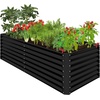 image:imageBest Choice Products 6x3x2ft Outdoor Metal Raised Garden Bed Deep Root Box Planter for Vegetables Flowers Herbs 269 Gallon Capacity 100 Non Toxic Materials  Gun MetalBlack