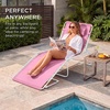 image:imageBest Choice Products Extra Wide Patio Chaise Lounge Chair Portable Outdoor Folding Recliner for Lawn w 8 Positions Handles 440lb Capacity  PeacockCarnationWhite