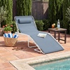 image:imageBest Choice Products Extra Wide Patio Chaise Lounge Chair Portable Outdoor Folding Recliner for Lawn w 8 Positions Handles 440lb Capacity  PeacockFrench BlueWhite