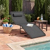 image:imageBest Choice Products Extra Wide Patio Chaise Lounge Chair Portable Outdoor Folding Recliner for Lawn w 8 Positions Handles 440lb Capacity  PeacockGrey