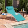 image:imageBest Choice Products Extra Wide Patio Chaise Lounge Chair Portable Outdoor Folding Recliner for Lawn w 8 Positions Handles 440lb Capacity  PeacockLight BlueWhite