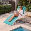 image:imageBest Choice Products Extra Wide Patio Chaise Lounge Chair Portable Outdoor Folding Recliner for Lawn w 8 Positions Handles 440lb Capacity  PeacockLight BlueWhite