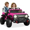 image:imageBest Choice Products Kids 24V 2Seater Electric Ride On Car Truck w 132lb Weight Capacity Parent Control Bluetooth LED Lights  Ultimate PinkHot Pink