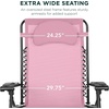 image:imageBest Choice Products Oversized Zero Gravity Chair Folding Outdoor Patio Lounge Recliner wCup Holder Accessory Tray Pillow  Dusty BlueBubblegum Pink