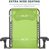 image:imageBest Choice Products Oversized Zero Gravity Chair Folding Outdoor Patio Lounge Recliner wCup Holder Accessory Tray Pillow  Dusty BlueLime Green