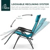 image:imageBest Choice Products Oversized Zero Gravity Chair Folding Outdoor Patio Lounge Recliner wCup Holder Accessory Tray Pillow  Dusty BluePeacock Blue