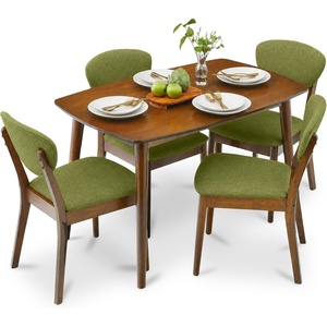image:imageBest Choice Products 5Piece Dining Set Compact MidCentury Modern Table amp Chair Set for Home Apartment w 4 Chairs Padded Seats amp Backrests Wooden Frame  WalnutOatmealWalnutOlive Green
