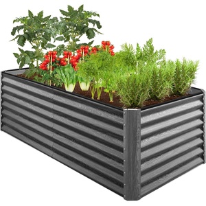 image:imageBest Choice Products 6x3x2ft Outdoor Metal Raised Garden Bed Deep Root Box Planter for Vegetables Flowers Herbs 269 Gallon Capacity 100 Non Toxic Materials  Gun MetalGun Metal