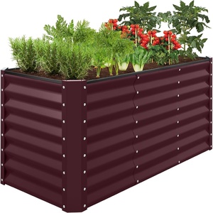 image:imageBest Choice Products 6x3x2ft Outdoor Metal Raised Garden Bed Deep Root Box Planter for Vegetables Flowers Herbs 269 Gallon Capacity 100 Non Toxic Materials  Gun MetalBurgundy