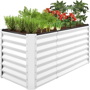 image:imageBest Choice Products 6x3x2ft Outdoor Metal Raised Garden Bed Deep Root Box Planter for Vegetables Flowers Herbs 269 Gallon Capacity 100 Non Toxic Materials  Gun MetalWhite