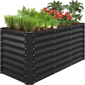 image:imageBest Choice Products 6x3x2ft Outdoor Metal Raised Garden Bed Deep Root Box Planter for Vegetables Flowers Herbs 269 Gallon Capacity 100 Non Toxic Materials  Gun MetalBlack