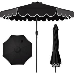 image:imageBest Choice Products 9ft Patio Market Umbrella with Scallop Trim UVFadeResistant 210g Canopy Crank amp Tilt Wind Vent HeavyDuty Frame  TanBlack