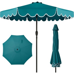 image:imageBest Choice Products 9ft Patio Market Umbrella with Scallop Trim UVFadeResistant 210g Canopy Crank amp Tilt Wind Vent HeavyDuty Frame  TanCerulean