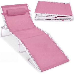 image:imageBest Choice Products Extra Wide Patio Chaise Lounge Chair Portable Outdoor Folding Recliner for Lawn w 8 Positions Handles 440lb Capacity  PeacockCarnationWhite