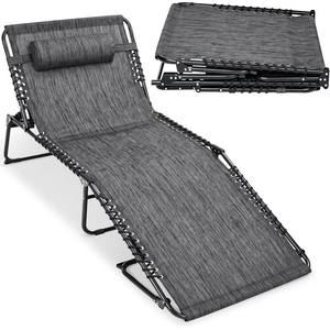 image:imageBest Choice Products Extra Wide Patio Chaise Lounge Chair Portable Outdoor Folding Recliner for Lawn w 8 Positions Handles 440lb Capacity  PeacockGrey