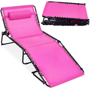 image:imageBest Choice Products Extra Wide Patio Chaise Lounge Chair Portable Outdoor Folding Recliner for Lawn w 8 Positions Handles 440lb Capacity  PeacockHot Pink